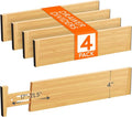 Lifewit 4" High 4 Pack Bamboo Drawer Dividers 43-54cm/17-21.5" Adjustable by Lifewit