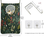Green Christmas Holly Berries Pine Needles Leaves Hanging Laundry Hamper Door - Image 3