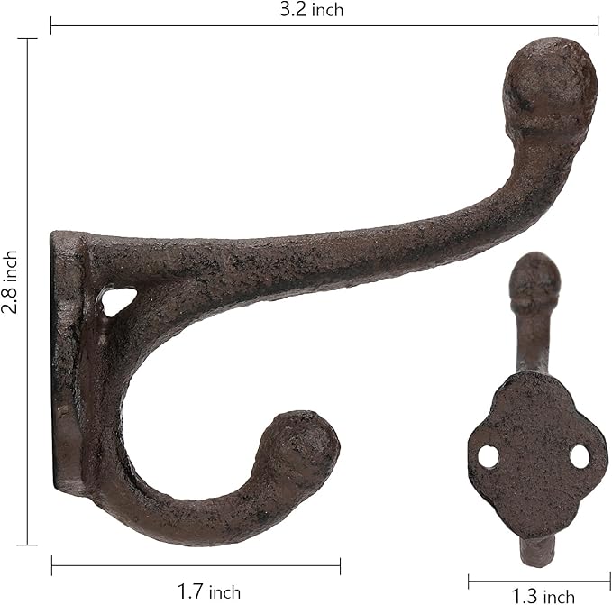 Peohud 10 Pack Cast Iron Coat Hooks, Rustic Wall Hooks, Wall Mounted Farmhouse - Image 2