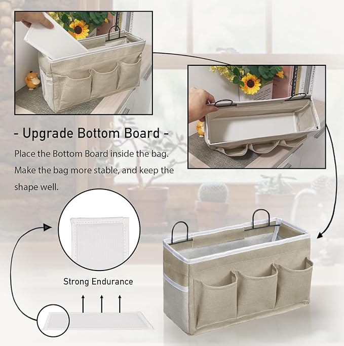 2pcs Light-Style Wall Hanging Storage Bag, Linen Fabric Door Hanging Organizer - Image 3