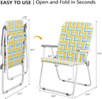 VINGLI Patio Lawn Webbed Folding Chairs Outdoor Beach Portable Camping Chair for Yard, Garden (2, Yellow, Oversized) - Image 3