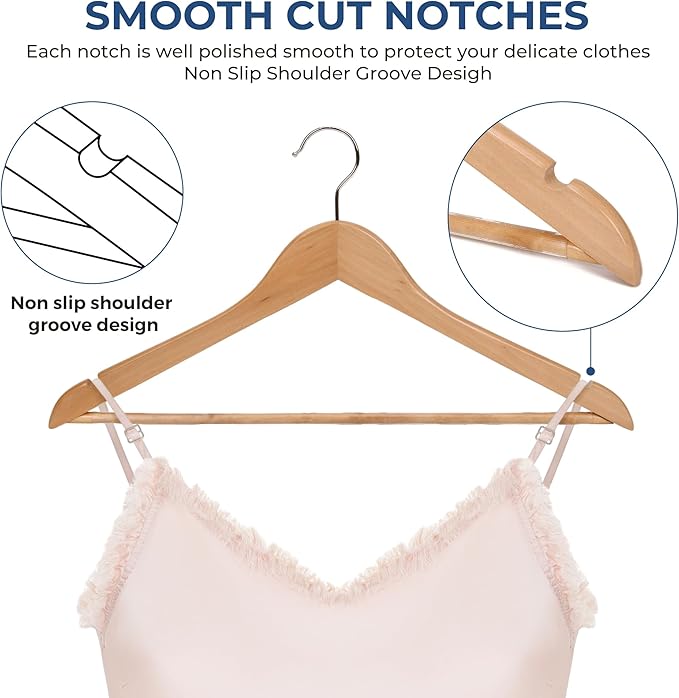JS Hanger Wooden Coat Hangers, 20 Pack High Grade 17.5 Inch Wood Suit Hangers - Image 5