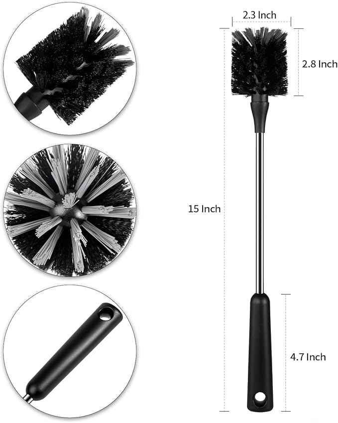 Water Bottle Brushes, Stainless Steel Long Handle Baby Bottle Scrub Cleaning - Image 3