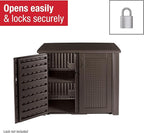 Rubbermaid Decorative Outdoor Storage Cabinet (123 Gal), Weather Resistant, Brown, Organization for Home/Backyard/Pool Chemicals/Toys/Garden Tools/Porch/Patio Cushions - Image 6