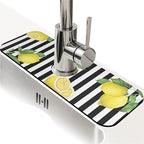 Kitchen Sink Splash Guard，Lemon-and stripes Faucet Mat Sink Gadgets-Super by ZHUZHISHAN