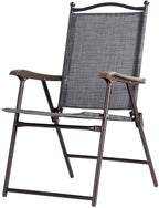 Giantex Set of 2 Patio Folding Chairs, Outdoor Patio Dining Chairs w/Armrest, Sling Back, Metal Frame, Outside Use for Lawn Camping Garden Pool Beach Yard Lounge, No Assembly, Grey - Image 7