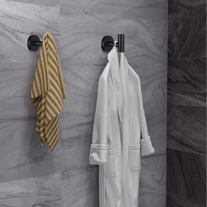 Bathroom Robe Towel Hooks Coat Matte Black Wall Hook Stainless Steel Heavy Duty - Image 4