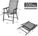Giantex Set of 4 Folding Patio Chairs, Outdoor Portable Dining Chairs for Garden Camping Poolside Beach Deck Lawn, 4-Pack Sling Armchairs, Metal Frame, Grey - Image 3