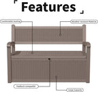 80 Gallon Outdoor Storage Bench Deck Box Waterproof Lockable,Outdoor Storage Furniture for Patio,Garden and Cushions(Gray) - Image 8