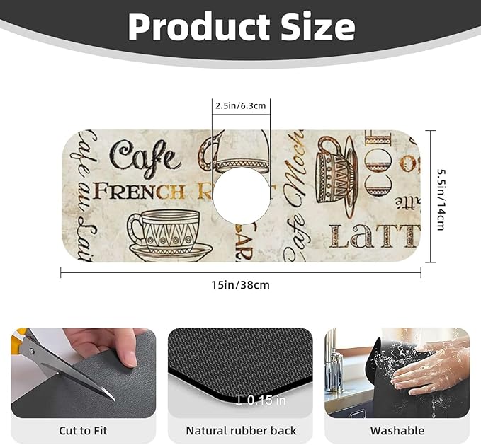 2Pcs Dish Drying Mats Faucet Mats Sets Large Size Coffee Mats Sink Faucet Mat - Image 6