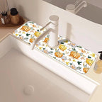 Thanksgiving Sink Faucet Absorbing Mat Pumpkin Floral Leaves Sink Splash Guard - Image 2