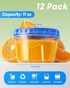 12 Pack-17oz Freezer Storage Containers, Plastic Food Storage Containers - Image 2
