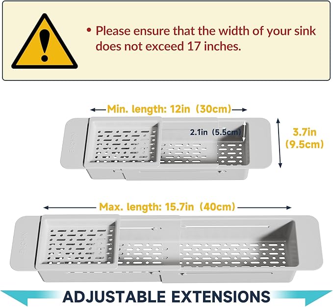 NiHome Extendable Over Sink Kitchen Organizer, Small Telescopic Brush Storage - Image 2