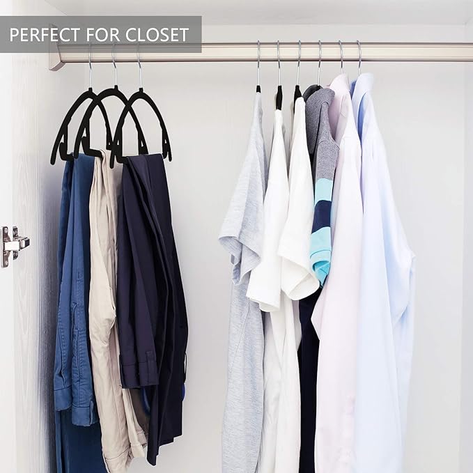 MIZGI Premium Velvet Hangers 50 Pack Heavyduty- Non Slip No Shoulder Bump Suit - Image 7