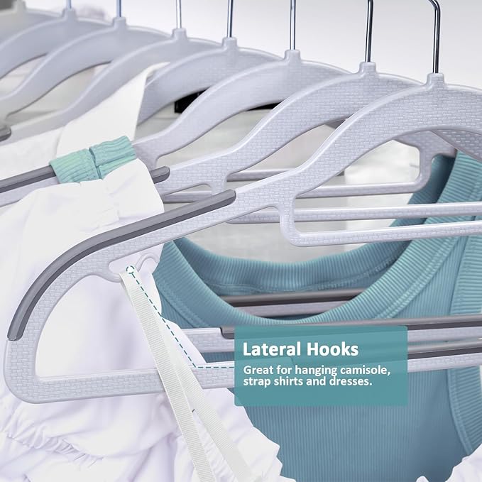 Pack of 50 Coat Hangers, Space-Saving Plastic Clothes Hangers, 0.2 Inches Slim - Image 3