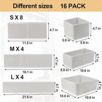 16 Pack Drawer Organizer Clothes, Foldable Fabric Dresser Organizer Closet - Image 3