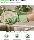 Rubber Cleaning Gloves for Dishwashing, 4 Pairs Reusable Kitchen Gloves for - Image 4