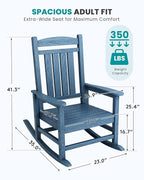 SERWALL Rocking Chairs Set of 4, HDPE Outdoor Rocking Chair, All-Weather Porch Rockers for Patio, Blue - Image 3