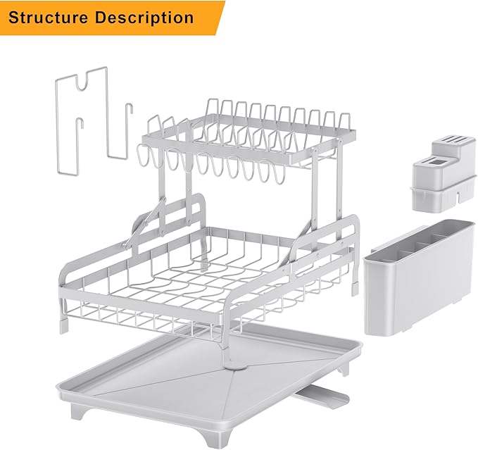 Dish Drying Rack Without Installation 2 Tier Metal Dish Racks - Image 2