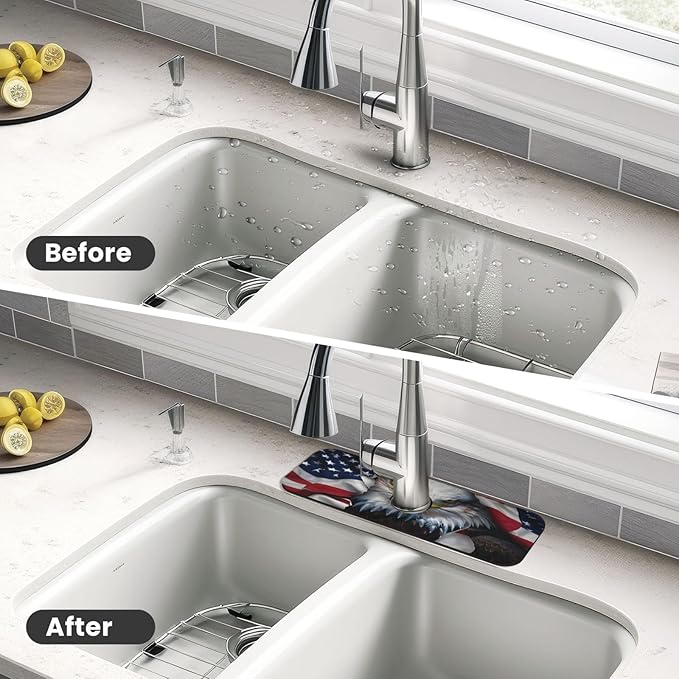 American Eagle Flag Kitchen sink faucet pad, strong water absorption, anti slip - Image 4