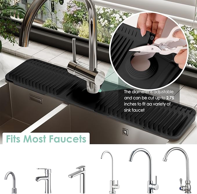 24 Inch Silicone Faucet Mat for Kitchen Sink Splash Guard - Image 3