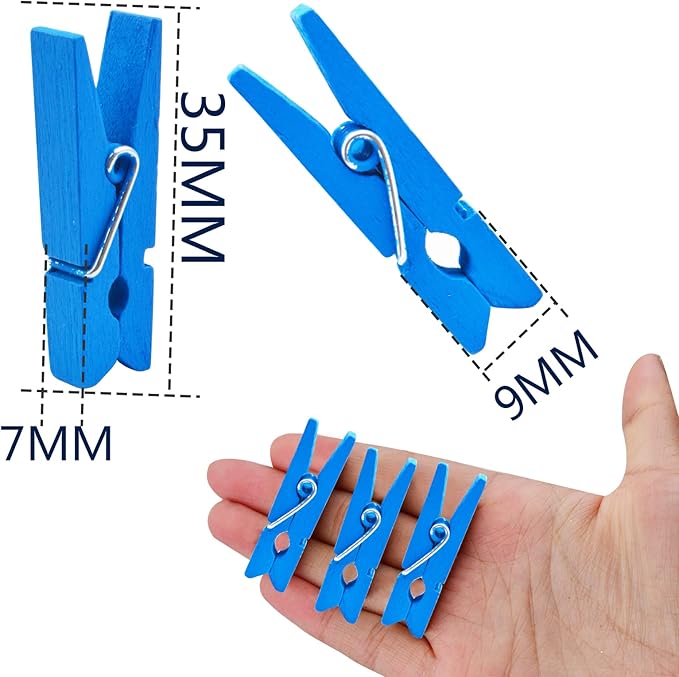 Jdesun 50pcs Blue Wood Clips Mini Clothespins Wooden Utility Paper Photo Clips - Image 3
