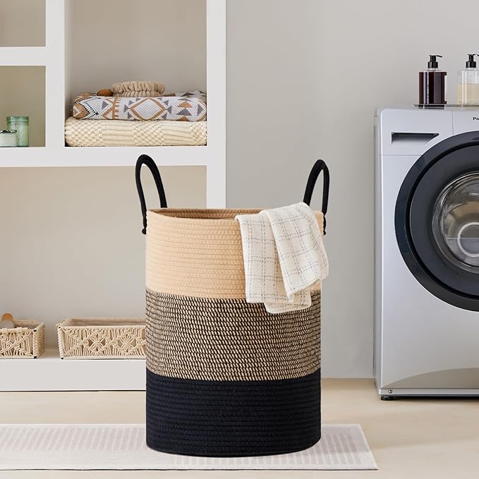 VIPOSCO Large Laundry Hamper, Tall Woven Rope Storage Basket - Image 7