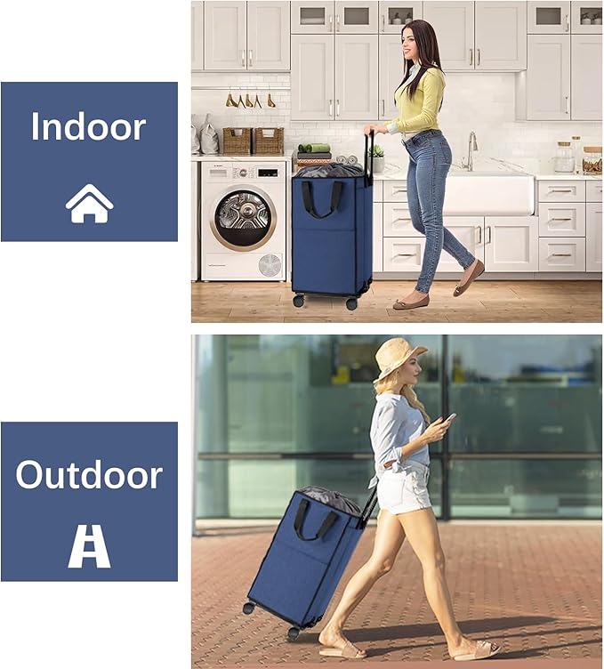 Bukere Extra Large Rolling Laundry Basket - Image 9