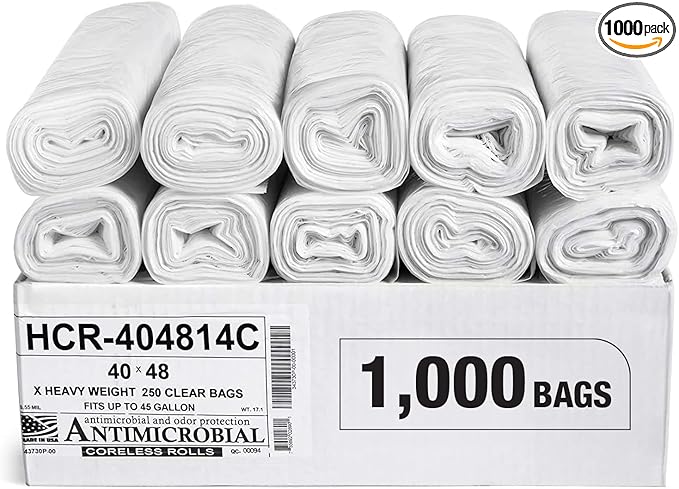 Aluf Plastics High Density Trash Bags, 45 Gallon, 14 Micron, by AlufPlastics