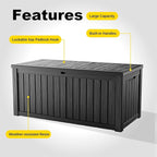 150 Gallon Outdoor Storage Box, Weather Resistant & Waterproof Resin Deck Box with UV Protection, Rattan Black Patio Storage Cabinet for Garden, Patio, Porch, Poolside(Black) - Image 6
