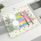 Easter Bunny Dish Drying Mat for Kitchen Counter Cute Rabbit Colorful Polka - Image 8