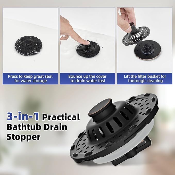 Universal Bathtub Drain Stopper Shower Drain Hair Catcher, Tub Stopper - Image 6