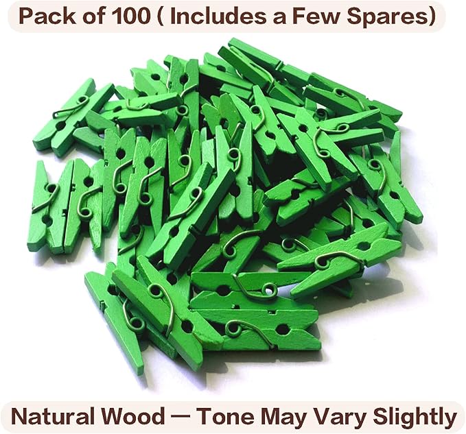 LWR CRAFTS Wooden Mini Clothespins 100 Per Pack 1" 2.5cm - Image 6
