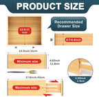 Lzerking Dresser Drawer Organizers 4.65" High, Adjustable from 12-17.5" Bamboo - Image 2