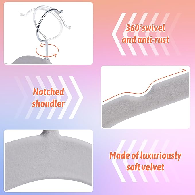 30 Pack Multicolor Velvet Shirt Hangers – Non-Slip Slim Flocked Hangers - Image 3