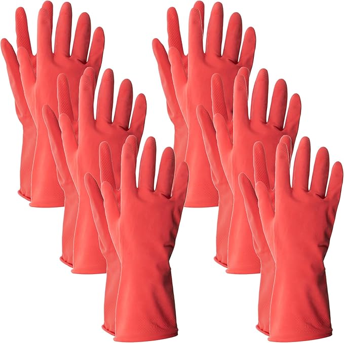 ForPro Natural Rubber Gloves, 6 Pairs Reusable Multi-Purpose Household Cleaning by ForProProfessionalCollection