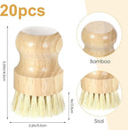 20 Pack Bamboo Dish Brush Set, Natural Dish Scrub Brush - Image 2