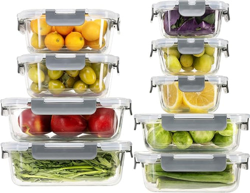 18 Pieces Glass Food Storage Containers by SSALIENT