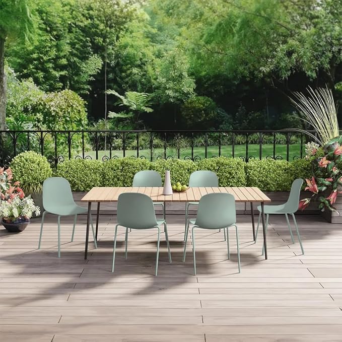 2xhome Modern Stackable Armless Dining Chair | Plastic Shell Seat with Metal Legs | Indoor or Outdoor Use | Home Kitchen Patio (4, Green, No Padding) - Image 8
