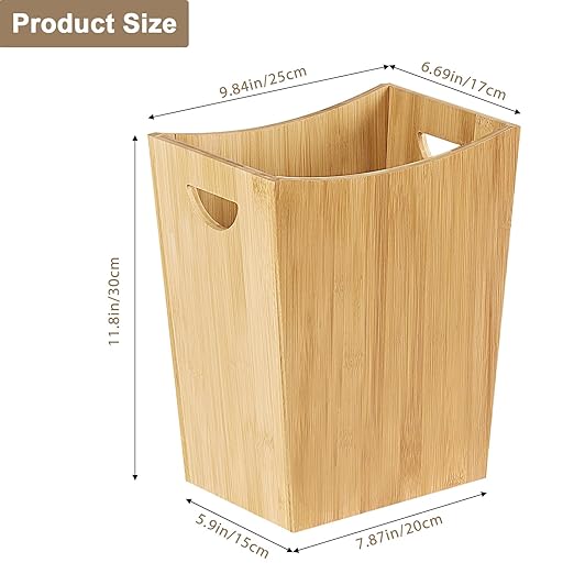 SEHERTIWY Wood Trash Can Wastebasket, 2 Gallon Small Waste Basket - Image 5