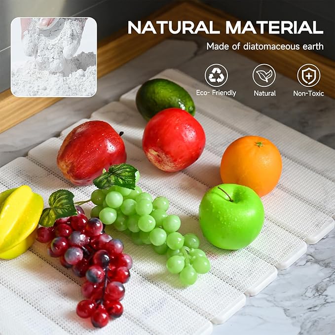 Large Stone Drying Mat for Kitchen Counter, Quick Drying Mat, Glasses and - Image 3