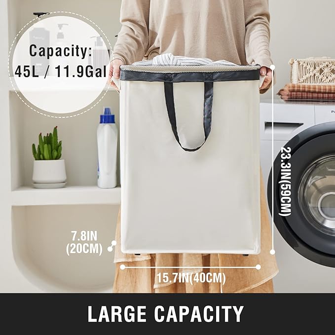 Slim Laundry Hamper with Removable Inner Bag and Side Handles, 45L Small - Image 3