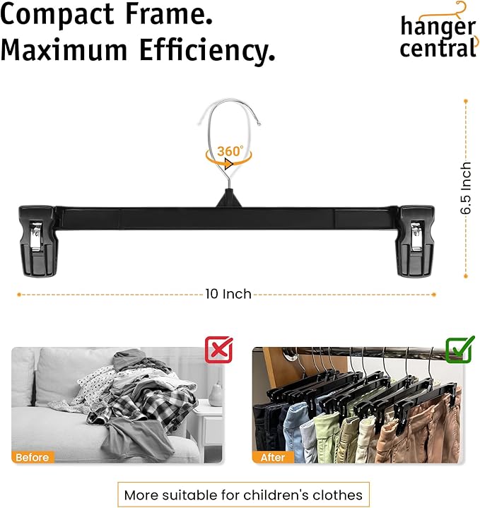 Hanger Central 30 Pack Pants Hangers – 10 Inch Slim Plastic Clothes Hangers - Image 3