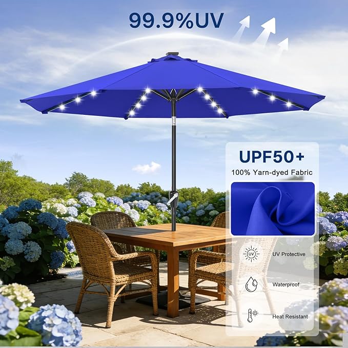 ABCCANOPY Solar Led Patio Umbrellas with 32LED Lights 11FT (Blue) - Image 5