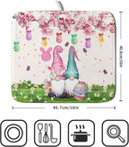 Giwawa Easter Gnome Dish Drying Mat Floral Eggs Bunny Kitchen Drainer Mat 16x18 - Image 2
