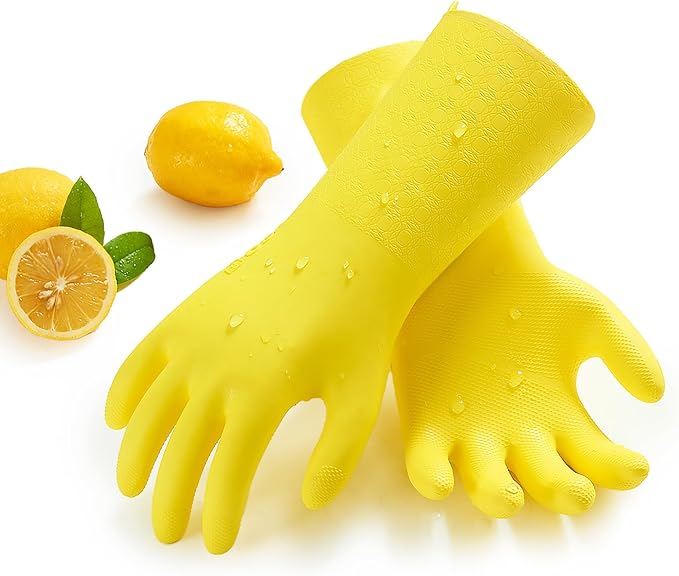 Vgo... Household Cleaning Gloves, Double-layer, Lined Dishwashing Gloves by Vgo