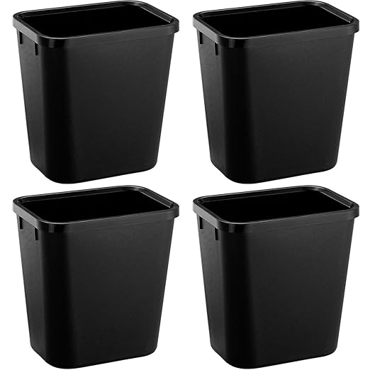 Black Small Trash Can 4Pack, 2Gallon/8L Plastic Office Trash Bin Garbage Can by Halyuhn