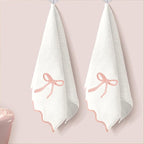 2 Pcs White Pink Scalloped Hand Towels - Image 4