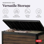 Keter Signature Collection 150 Gallon Resin Deck Box Organization and Storage for Patio Outdoor Cushions, Throw Pillows, Garden Tools and Pool Supplies, Rosewood - Image 6
