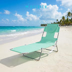 Ostrich 4-Position Outdoor Chaise Lounge w/Face Cushion & Arm Holes, Teal - Lightweight Folding Lounger w/Adjustable Reclining Backrest, Portable w/Carry Strap, 250 lb Weight Capacity - Image 2